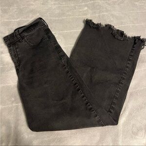 Hollister Black Wide Leg Fringe Hem Jeans